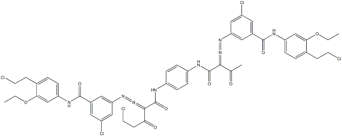 3,3'-[2-(Chloromethyl)-1,4-phenylenebis[iminocarbonyl(acetylmethylene)azo]]bis[N-[4-(2-chloroethyl)-3-ethoxyphenyl]-5-chlorobenzamide] 结构式