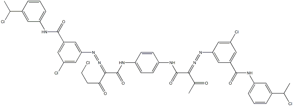 3,3'-[2-(Chloromethyl)-1,4-phenylenebis[iminocarbonyl(acetylmethylene)azo]]bis[N-[3-(1-chloroethyl)phenyl]-5-chlorobenzamide] 结构式