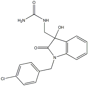 1-(p-Chlorobenzyl)-3-(carbamylaminomethyl)-3-hydroxyindolin-2-one 结构式