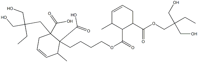 3-Methyl-4-cyclohexene-1,2-dicarboxylic acid 1-[2,2-bis(hydroxymethyl)butyl]2-[4-[6-[2,2-bis(hydroxymethyl)butoxycarbonyl]-2-methyl-3-cyclohexen-1-ylcarbonyloxy]butyl] ester 结构式