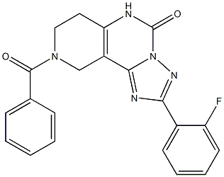 2-(2-Fluorophenyl)-6,7,8,9-tetrahydro-8-benzoyl-1,3,3a,5,8-pentaaza-3aH-benz[e]inden-4(5H)-one 结构式