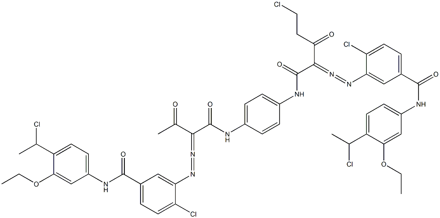 3,3'-[2-(Chloromethyl)-1,4-phenylenebis[iminocarbonyl(acetylmethylene)azo]]bis[N-[4-(1-chloroethyl)-3-ethoxyphenyl]-4-chlorobenzamide] 结构式