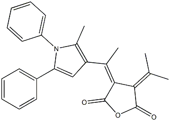 3,4-Dihydro-3-isopropylidene-4-[1-(2-methyl-1,5-diphenyl-1H-pyrrol-3-yl)ethylidene]furan-2,5-dione 结构式