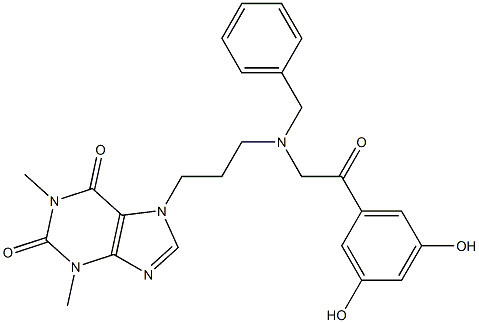 7-[3-[[2-(3,5-Dihydroxyphenyl)-2-oxoethyl](phenylmethyl)amino]propyl]-3,7-dihydro-1,3-dimethyl-1H-purine-2,6-dione 结构式