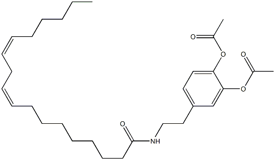 Diacetic acid 4-[2-[[(9Z,12Z)-1-oxo-9,12-octadecadienyl]amino]ethyl]-1,2-phenylene ester 结构式