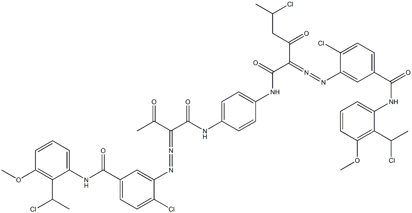 3,3'-[2-(1-Chloroethyl)-1,4-phenylenebis[iminocarbonyl(acetylmethylene)azo]]bis[N-[2-(1-chloroethyl)-3-methoxyphenyl]-4-chlorobenzamide] 结构式