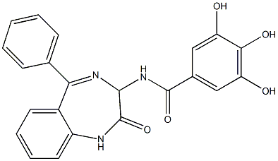 N-[(2,3-Dihydro-2-oxo-5-phenyl-1H-1,4-benzodiazepin)-3-yl]-3,4,5-trihydroxybenzamide 结构式
