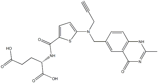 N-[5-[[(1,4-Dihydro-2-methyl-4-oxoquinazolin)-6-ylmethyl](2-propynyl)amino]2-thienylcarbonyl]-L-glutamic acid 结构式