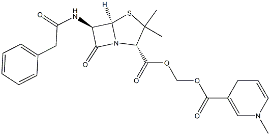 6-[(2-Phenyl-1-oxoethyl)amino]penicillanic acid (1,4-dihydro-1-methylpyridin)-3-ylcarbonyloxymethyl ester 结构式