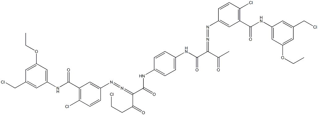 3,3'-[2-(Chloromethyl)-1,4-phenylenebis[iminocarbonyl(acetylmethylene)azo]]bis[N-[3-(chloromethyl)-5-ethoxyphenyl]-6-chlorobenzamide] 结构式