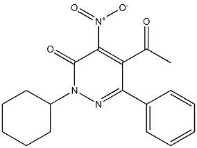 2-Cyclohexyl-4-nitro-5-acetyl-6-phenylpyridazin-3(2H)-one 结构式