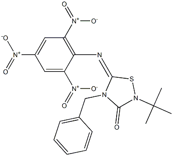 2-tert-Butyl-4-benzyl-5-(2,4,6-trinitrophenylimino)-4,5-dihydro-1,2,4-thiadiazol-3(2H)-one 结构式