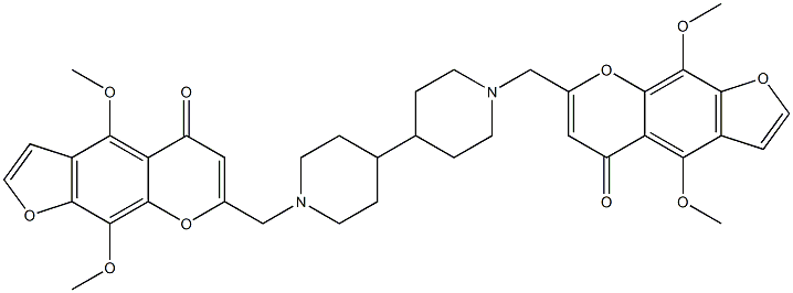 7,7'-[[4,4'-Bipiperidine]-1,1'-diylbis(methylene)]bis[4,9-dimethoxy-5H-furo[3,2-g][1]benzopyran-5-one] 结构式