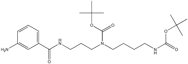 3-Amino-N-[3-[(tert-butoxycarbonyl)[4-(tert-butoxycarbonylamino)butyl]amino]propyl]benzamide 结构式