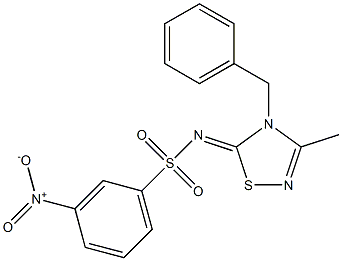 3-Methyl-4-benzyl-5-(3-nitrophenyl)sulfonylimino-4,5-dihydro-1,2,4-thiadiazole 结构式