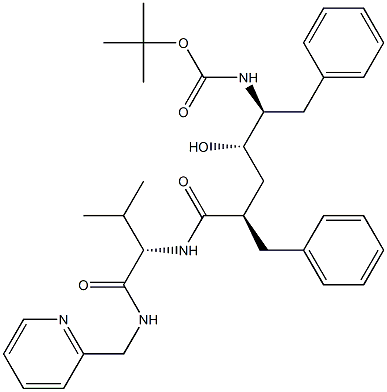 (2S)-2-[[(2R,4S,5S)-5-(tert-Butoxycarbonylamino)-2-benzyl-4-hydroxy-6-phenylhexanoyl]amino]-N-[(2-pyridinyl)methyl]-3-methylbutyramide 结构式