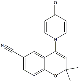 2,2-Dimethyl-4-[(4-oxo-1,4-dihydropyridin)-1-yl]-2H-1-benzopyran-6-carbonitrile 结构式
