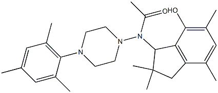 2,3-Dihydro-3-[[4-(2,4,6-trimethylphenyl)-1-piperazinyl]acetylamino]-2,2,5,7-tetramethyl-1H-inden-4-ol 结构式