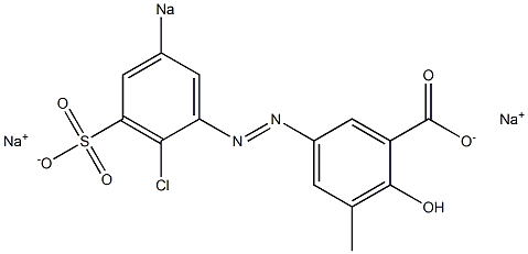 5-[(2-Chloro-5-sodiosulfophenyl)azo]-2-hydroxy-3-methylbenzoic acid sodium salt 结构式