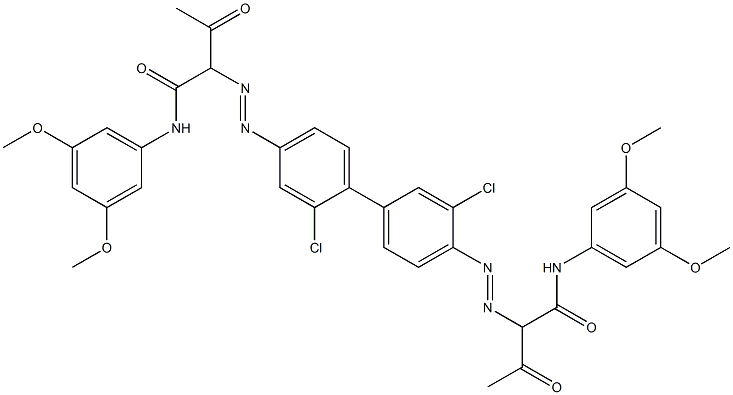 4,4'-Bis[[1-(3,5-dimethoxyphenylamino)-1,3-dioxobutan-2-yl]azo]-2,3'-dichloro-1,1'-biphenyl 结构式