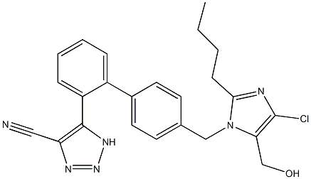 5-[4'-[(2-Butyl-4-chloro-5-hydroxymethyl-1H-imidazol-1-yl)methyl]-1,1'-biphenyl-2-yl]-1H-1,2,3-triazole-4-carbonitrile 结构式