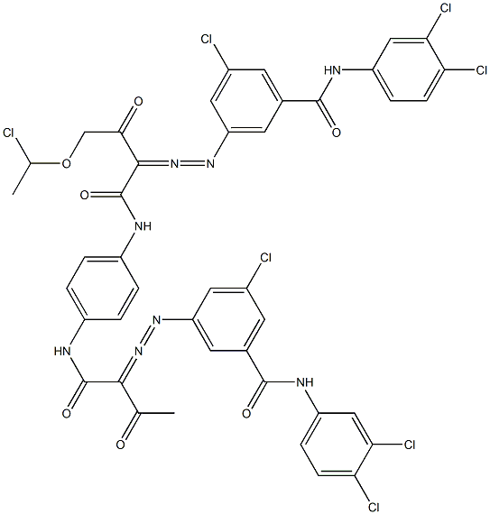 3,3'-[2-[(1-Chloroethyl)oxy]-1,4-phenylenebis[iminocarbonyl(acetylmethylene)azo]]bis[N-(3,4-dichlorophenyl)-5-chlorobenzamide] 结构式