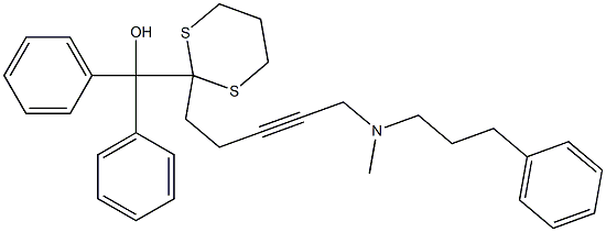 Diphenyl[2-[5-[N-methyl-N-(3-phenylpropyl)amino]-3-pentynyl]-1,3-dithian-2-yl]methanol 结构式