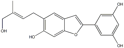 2-(3,5-Dihydroxyphenyl)-6-hydroxy-5-(4-hydroxy-3-methyl-2-butenyl)benzofuran 结构式