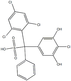 (4-Chloro-3,5-dihydroxyphenyl)(2,4,6-trichlorophenyl)phenylmethanesulfonic acid 结构式