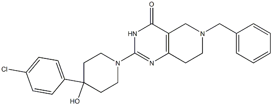 6-Benzyl-2-[4-(4-chlorophenyl)-4-hydroxypiperidino]-5,6,7,8-tetrahydropyrido[4,3-d]pyrimidin-4(3H)-one 结构式