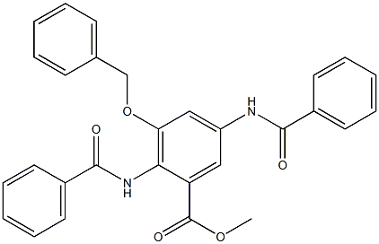 3-Benzyloxy-2,5-bis(benzoylamino)benzoic acid methyl ester 结构式