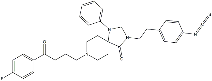 8-[3-(4-Fluorobenzoyl)propyl]-1-phenyl-3-[4-(isothiocyanato)phenethyl]-1,3,8-triazaspiro[4.5]decan-4-one 结构式