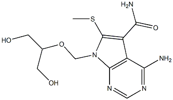 4-Amino-6-methylthio-7-(2-hydroxy-1-hydroxymethylethoxymethyl)-7H-pyrrolo[2,3-d]pyrimidine-5-carboxamide 结构式