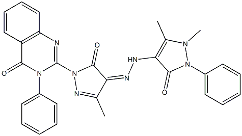 3-(Phenyl)-2-[[4,5-dihydro-3-methyl-5-oxo-4-[[(1,5-dimethyl-2,3-dihydro-2-phenyl-3-oxo-1H-pyrazol)-4-yl]aminoimino]-1H-pyrazol]-1-yl]quinazolin-4(3H)-one 结构式