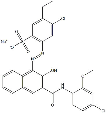 4-Chloro-3-ethyl-6-[[3-[[(4-chloro-2-methoxyphenyl)amino]carbonyl]-2-hydroxy-1-naphtyl]azo]benzenesulfonic acid sodium salt 结构式