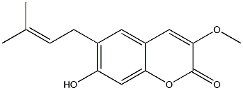 3-Methoxy-6-(3-methyl-2-butenyl)-7-hydroxy-2H-1-benzopyran-2-one 结构式