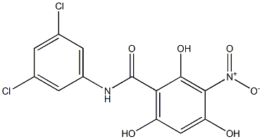 2,4,6-Trihydroxy-3-nitro-N-(3,5-dichlorophenyl)benzamide 结构式