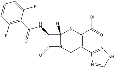 (7R)-7-[(2,6-Difluorobenzoyl)amino]-3-(1H-1,2,4-triazol-3-yl)cepham-3-ene-4-carboxylic acid 结构式