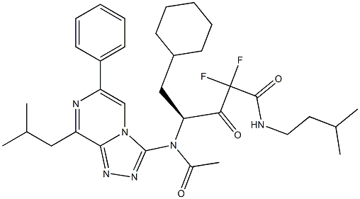 (4S)-5-Cyclohexyl-2,2-difluoro-4-[[8-isobutyl-6-phenyl-1,2,4-triazolo[4,3-a]pyrazin-3-yl]acetylamino]-N-isopentyl-3-oxovaleramide 结构式