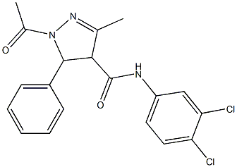 N-(3,4-Dichlorophenyl)-5-(phenyl)-1-acetyl-4,5-dihydro-3-methyl-1H-pyrazole-4-carboxamide 结构式