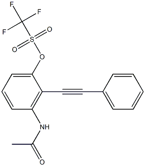 Trifluoromethanesulfonic acid 3-acetylamino-2-(phenylethynyl)phenyl ester 结构式