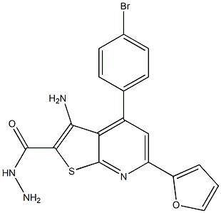 2-[[Hydrazino]carbonyl]-4-(4-bromophenyl)-6-(2-furanyl)thieno[2,3-b]pyridin-3-amine 结构式