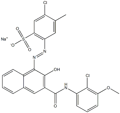 3-Chloro-4-methyl-6-[[3-[[(2-chloro-3-methoxyphenyl)amino]carbonyl]-2-hydroxy-1-naphtyl]azo]benzenesulfonic acid sodium salt 结构式