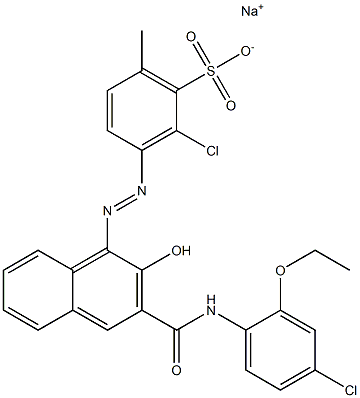 2-Chloro-6-methyl-3-[[3-[[(4-chloro-2-ethoxyphenyl)amino]carbonyl]-2-hydroxy-1-naphtyl]azo]benzenesulfonic acid sodium salt 结构式