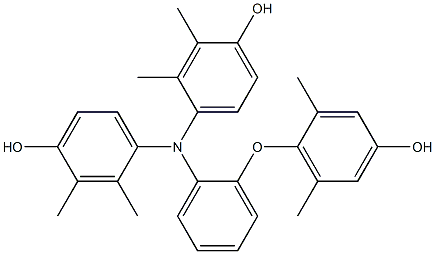 N,N-Bis(4-hydroxy-2,3-dimethylphenyl)-2-(4-hydroxy-2,6-dimethylphenoxy)benzenamine 结构式