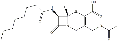 (7R)-7-[(1-Oxooctyl)amino]-3-[(acetyloxy)methyl]cepham-3-ene-4-carboxylic acid 结构式