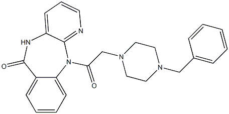 5,11-Dihydro-11-[[4-benzyl-1-piperazinyl]acetyl]-6H-pyrido[2,3-b][1,4]benzodiazepin-6-one 结构式