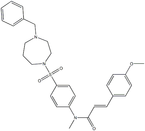 N-Methyl-4-methoxy-N-[4-[4-benzyl-1,4-diazacycloheptan-1-ylsulfonyl]phenyl]-trans-cinnamamide 结构式