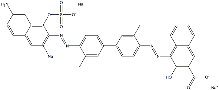 4-[[4'-[(7-Amino-1-hydroxy-3-sodiosulfo-2-naphthalenyl)azo]-3,3'-dimethyl-1,1'-biphenyl-4-yl]azo]-3-hydroxynaphthalene-2-carboxylic acid sodium salt 结构式
