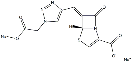 (5R,6Z)-6-[[1-[[(Sodiooxy)carbonyl]methyl]-1H-1,2,3-triazol-4-yl]methylene]-7-oxo-4-thia-1-azabicyclo[3.2.0]hept-2-ene-2-carboxylic acid sodium salt 结构式